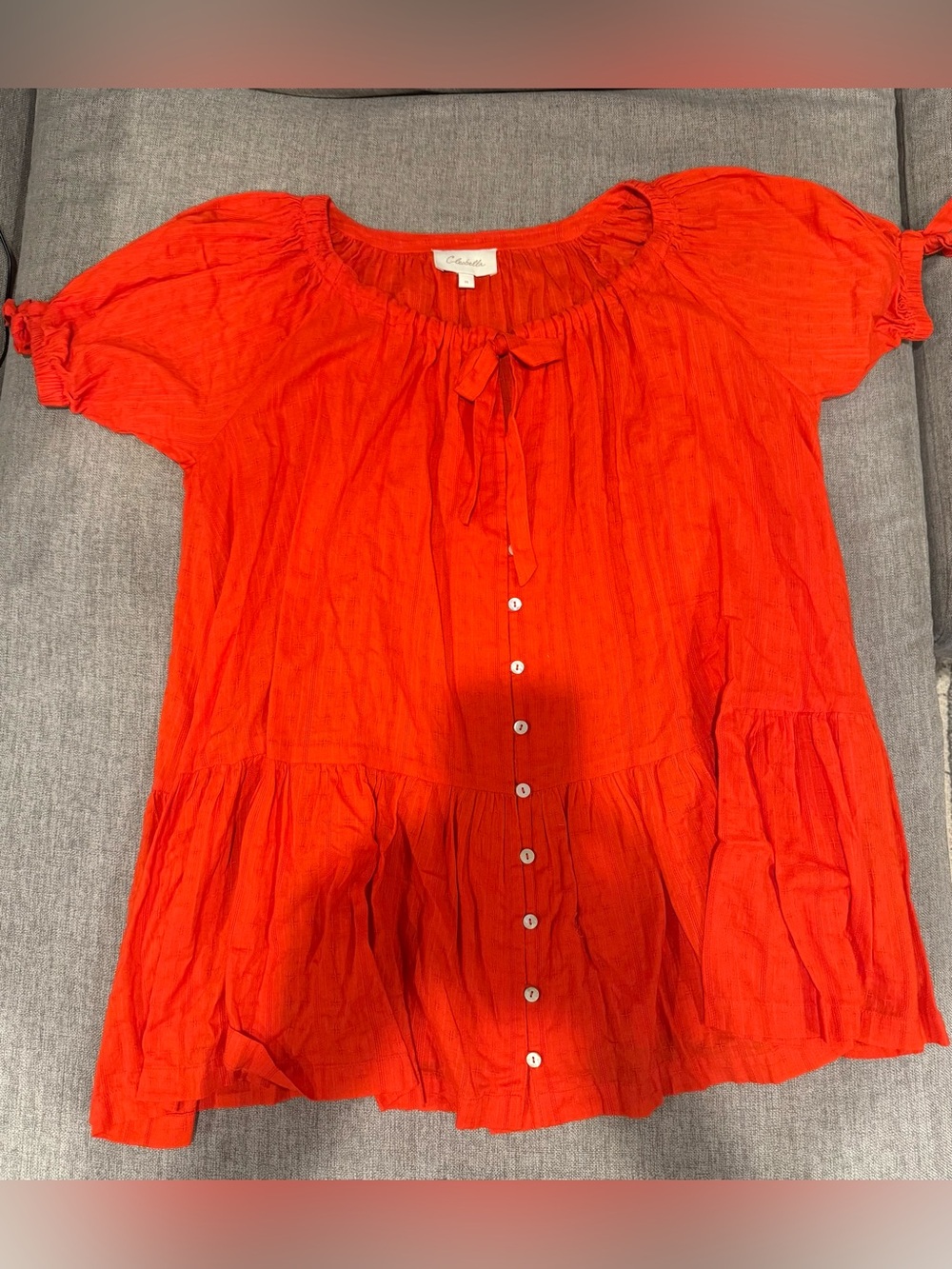 Cleobella Vibrant Red-Orange Tunic Top size M